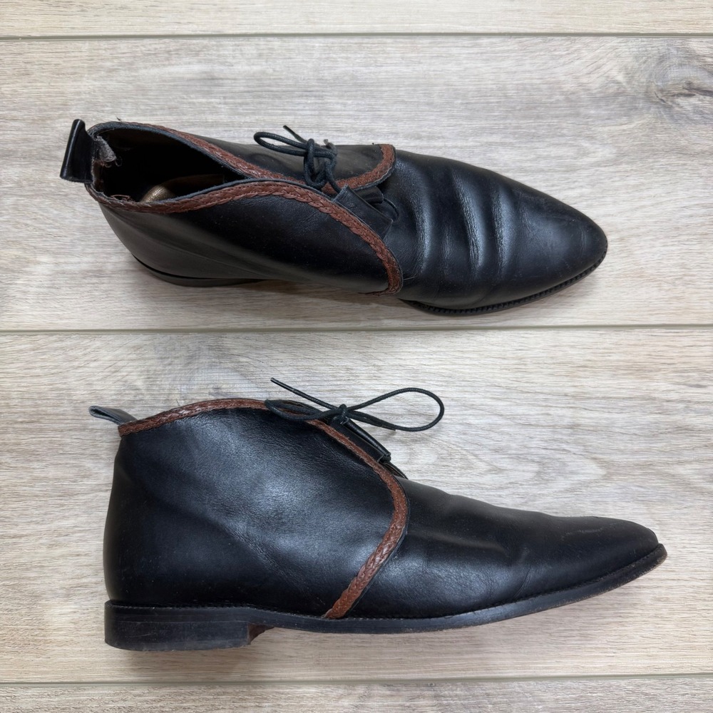 Vintage‎ Van Eli Black Leather Lace Up Ankle Boots Pointed Toe Steampunk Size 8